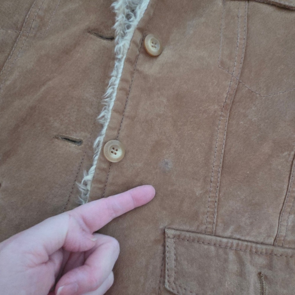Columbia Sportswear‎ Company Brown Suede Sherpa Lined Trucker Jacket womens sz L - Picture 5 of 8